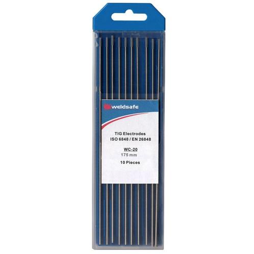 Wolfraam elektroden Weldsafe WC20 grijs 2,4mm doosje 10 s..., Doe-het-zelf en Verbouw, Gereedschap | Lasapparaten, Tig, Nieuw