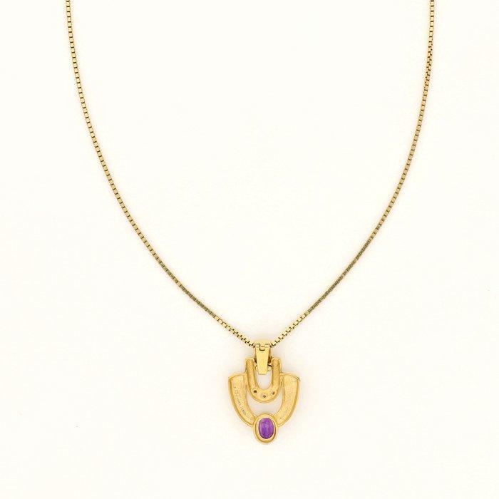 Halsketting - 14 karaat Geel goud - Diamant - Topaas, Sieraden, Tassen en Uiterlijk, Kettingen