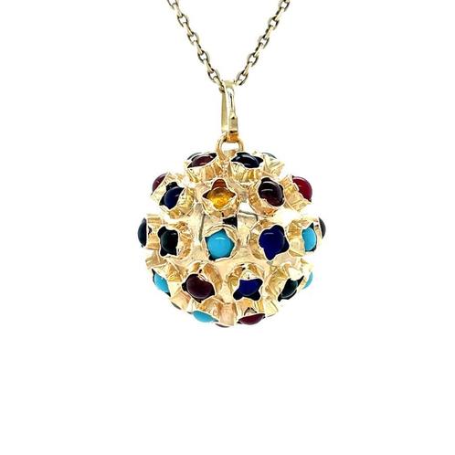 Gouden vintage sputnik hanger met kleursteen 14 krt, Sieraden, Tassen en Uiterlijk, Kettinghangers, Nieuw, Ophalen of Verzenden