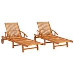 vidaXL Ligbedden 2 st massief acaciahout, Tuin en Terras, Ligbedden, Verzenden, Nieuw