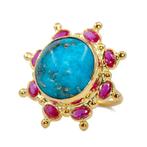 Zonder Minimumprijs - Natural Turquoise and Ruby Handcrafted