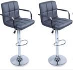 TRESKO® Set van 2 barkrukken grijs met armleuningen, rugleun, Huis en Inrichting, Barkrukken, Verzenden, Zo goed als nieuw