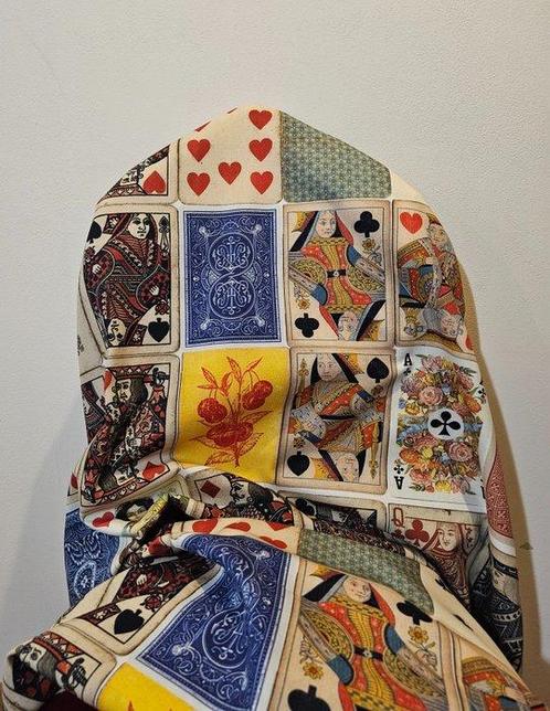 Limited Edition Art Deco stof met speelkaarten - Artmaison, Antiek en Kunst, Antiek | Kleden en Textiel
