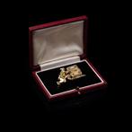 Broche 1960s 18kt Gouden & Edelsteen Bezet Mechanisch, Sieraden, Tassen en Uiterlijk, Antieke sieraden