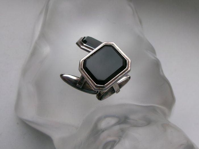 Zilver, Onyx - Manchetknopen - Art Deco, Antiek en Kunst, Kunst | Designobjecten