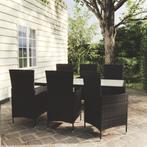vidaXL 7-delige Tuinset met kussens poly rattan zwart, 6 zitplaatsen, Nieuw, Tuinset, Verzenden