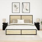 vidaXL Nachtkastje 2 st met LED-verlichting 35x39x55 cm, Huis en Inrichting, Slaapkamer | Nachtkastjes, Verzenden, Nieuw, Hout