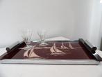Dienblad - Chroom/Hout/Glas