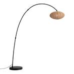Japandi booglamp zwart met bruine kap - Bida, Huis en Inrichting, Lampen | Vloerlampen, Nieuw, Overige materialen, Japandi, 150 tot 200 cm