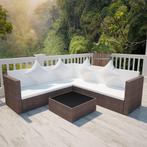 vidaXL 4-delige Loungeset met kussens poly rattan bruin, 4 zitplaatsen, Nieuw, Loungeset, Verzenden