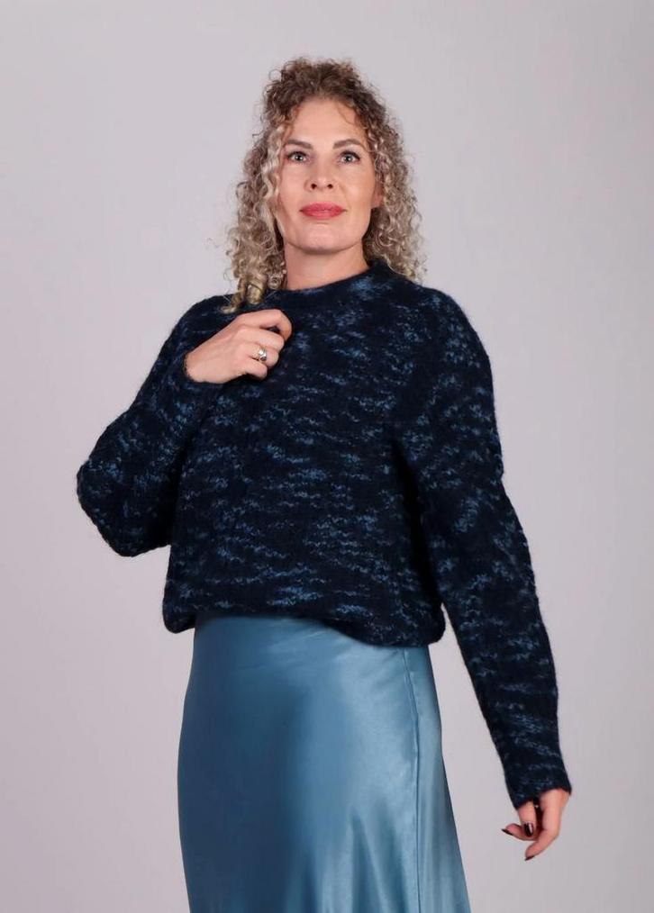 -50% Moss Copenhagen  Moss Copenhagen Gemeleerde grof trui a, Kleding | Dames, Truien en Vesten, Blauw, Nieuw, Verzenden
