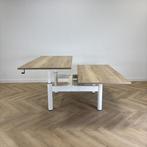 Gispen duo slingerbureau, 160x80 cm, natuur eiken - wit, Huis en Inrichting, Bureaus, Ophalen of Verzenden, Gebruikt, Bureau