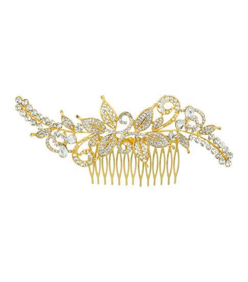 Sierkam Metaal Leaves Strass Steentjes 17cm Goud, Sieraden, Tassen en Uiterlijk, Uiterlijk | Haarverzorging, Verzenden
