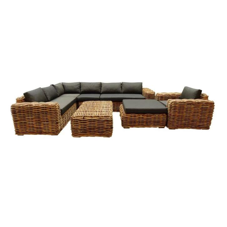 Sabuga hoek loungeset 7-delig naturel rotan, Tuin en Terras, Tuinsets en Loungesets, Nieuw, Ophalen of Verzenden