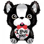 Helium Ballon Valentijn Hond I Love You 45cm leeg, Verzenden, Nieuw