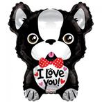 Helium Ballon Valentijn Hond I Love You 45cm leeg, Nieuw, Verzenden