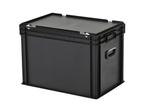 Koffer - 600 x 400 x H 439 mm - zwart - stapelbak met deksel, Ophalen of Verzenden, Nieuw