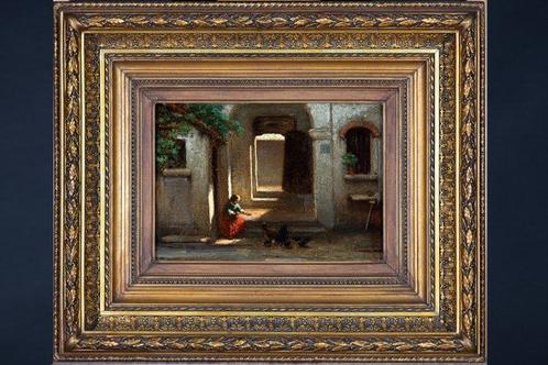 Carel Frederik Bendorp jr. (1819-1897) - Kippen Voeren, Antiek en Kunst, Kunst | Schilderijen | Klassiek