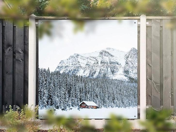 NR 1430: Tuinposter berglandschap winter 180x180cm, Tuin en Terras, Tuinwanddecoratie, Nieuw