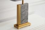 Design Tafellamp ELEGANCIA 65cm Goud Grijs Stoffen Kap, Huis en Inrichting, Lampen | Tafellampen, Ophalen of Verzenden, Nieuw