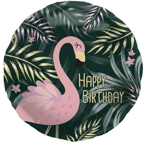 Helium Ballon Happy Birthday Flamingo Leeg 45cm, Hobby en Vrije tijd, Feestartikelen, Nieuw, Verzenden