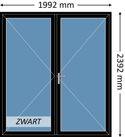 Voorraad dubbele deur, aluminium, zwart, met HR++ glas, Doe-het-zelf en Verbouw, Deuren en Horren, Buitendeur, Nieuw, 120 cm of meer