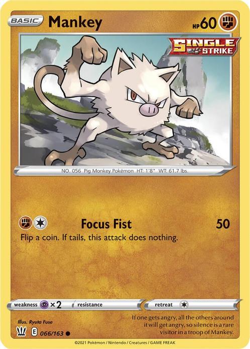 Mankey 066/163 Battle Styles, Hobby en Vrije tijd, Verzamelkaartspellen | Pokémon, Losse kaart, Nieuw, Foil, Ophalen of Verzenden