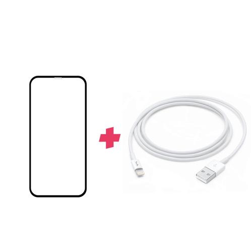Bundel: iPhone X screenprotector + Lightning kabel 1 meter, Telecommunicatie, Mobiele telefoons | Toebehoren en Onderdelen, Bescherming