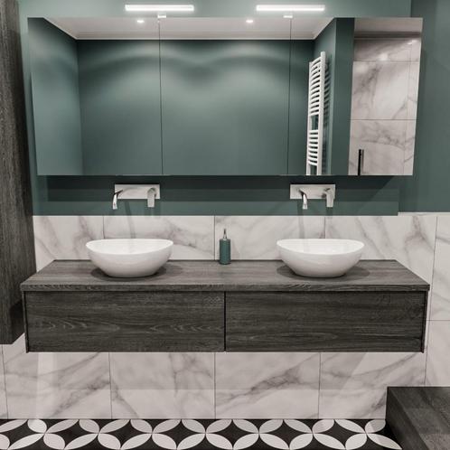 Badkamermeubel BWS Madrid Antraciet 180 cm met Topblad en, Doe-het-zelf en Verbouw, Sanitair, Bad, Nieuw, Ophalen of Verzenden