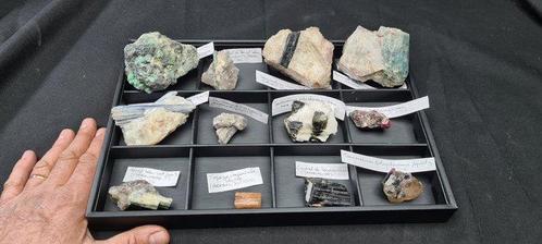 Verzameling van mineralen in zijn presentatievak voor -, Verzamelen, Mineralen en Fossielen