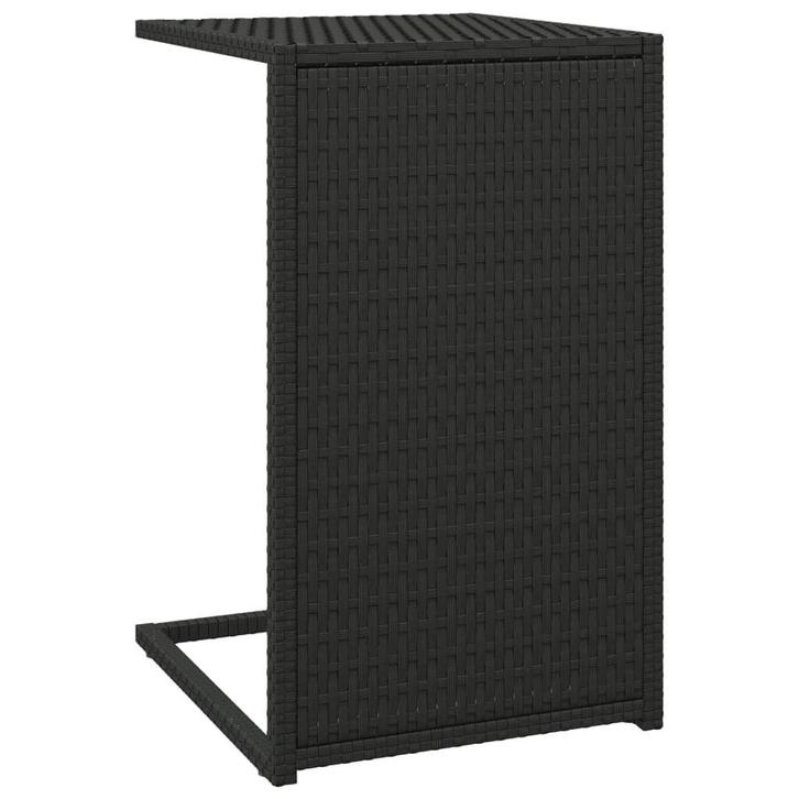 Zwarte C-tafel Poly Rattan | Gebruikt | OP = OP, Huis en Inrichting, Tafels | Bijzettafels, 60 cm of meer, Minder dan 55 cm, Overige vormen