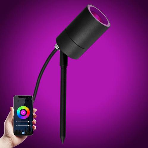 LED Pin Tuinspot Zwart met Color LED Tuinverlichting, Tuin en Terras, Buitenverlichting, Minder dan 50 watt, Nieuw, Aluminium