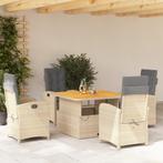 vidaXL 5-delige Tuinset met kussens poly rattan beige, 4 zitplaatsen, Nieuw, Tuinset, Verzenden