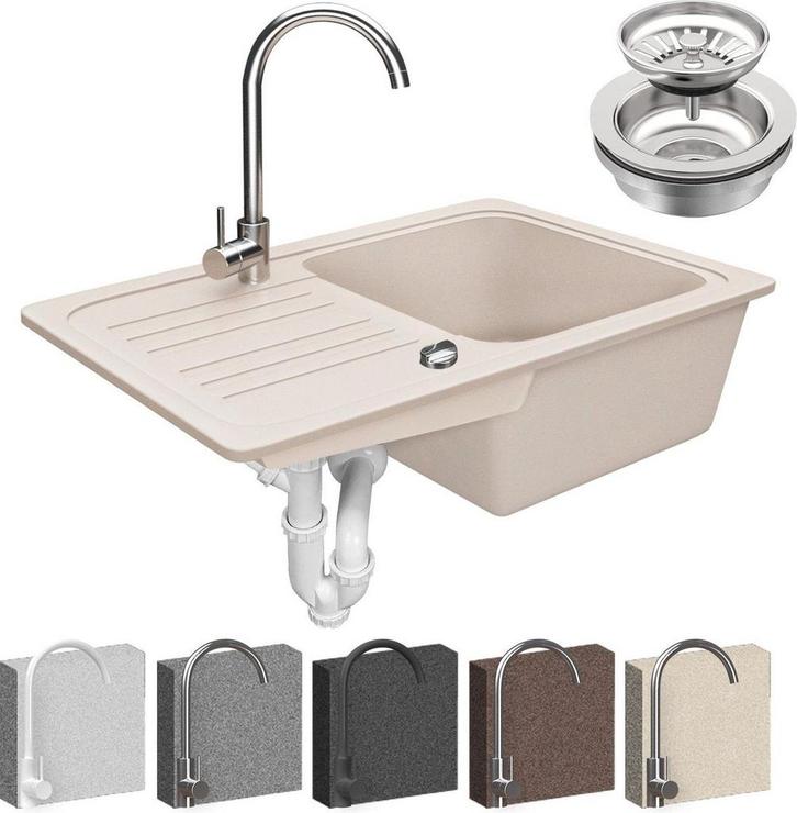 Spoelbak - Wasbak - Keuken - Graniet - 32x19x39 cm - Beige -, Huis en Inrichting, Keuken | Keukenelementen, Zo goed als nieuw