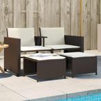 vidaXL Tuinbank 2-zits met tafel en voetenbanken poly rattan, Verzenden, Nieuw, Rotan