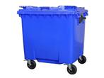 Vuilcontainer 1100 liter 4-wiel vlakdeksel blauw, Ophalen of Verzenden