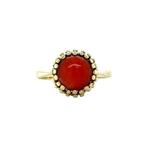 Gouden vintage ring met bloedkoraal 14 krt, Ophalen of Verzenden, Nieuw