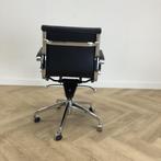 Design vergaderstoel / bureaustoel, vv zwart leren bekleding, Gebruikt, Zwart, Ophalen of Verzenden, Bureaustoel