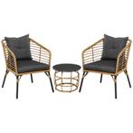 TRUUSK Outsunny Rattan Gartenmöbel-Set, 3-TLG. Sitzgruppe, i, Verzenden, Nieuw