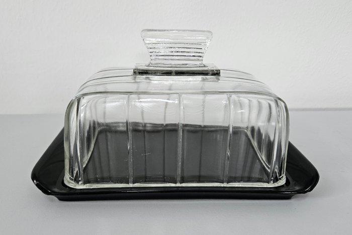 Royal Leerdam - Boterschotel - Glas - Botervloot - Kaasstolp, Antiek en Kunst, Antiek | Keukenbenodigdheden