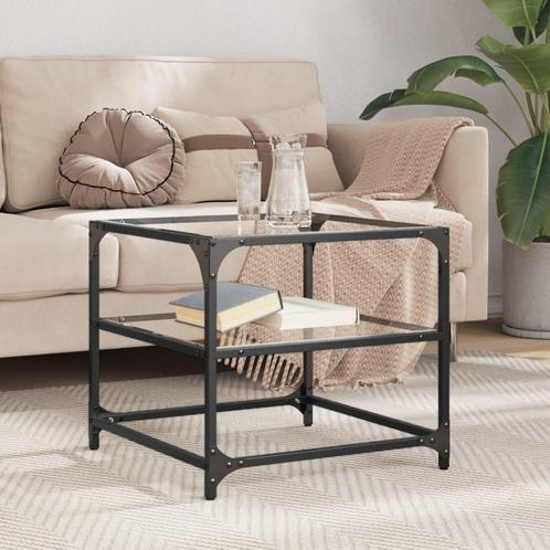 vidaXL Salontafel met transparant glazen blad 50x50x45 cm, Huis en Inrichting, Tafels | Salontafels, 50 tot 100 cm, Nieuw, Overige houtsoorten