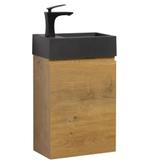 Toiletmeubel Angela 40 x 22 cm Eiken Fonteinmeubel, Doe-het-zelf en Verbouw, Sanitair, Verzenden, Nieuw, Wastafel