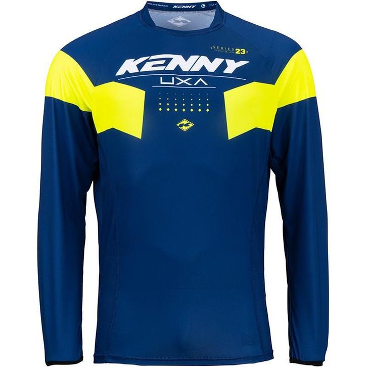 Cross-shirt Kenny Titanium - Blauw / Fluo Geel - MAAT L, Motoren, Kleding | Motorkleding, Nieuw met kaartje, Verzenden