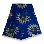 Afrikaanse stof - Blauwe Flower - 100% katoen, Hobby en Vrije tijd, Stoffen en Lappen, Ophalen of Verzenden, Nieuw