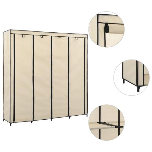 vidaXL Kledingkast met 4 vakken 175x45x170 cm crème, Huis en Inrichting, Kasten | Kledingkasten, Nieuw, Verzenden