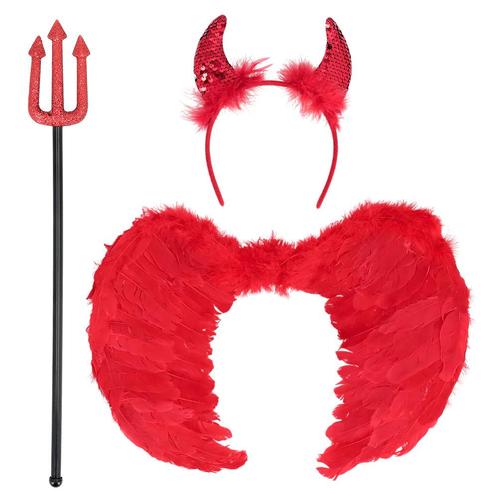 Halloween Accessoireset Dames Duivel 3 delig, Hobby en Vrije tijd, Feestartikelen, Nieuw, Verzenden