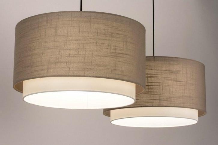 Rietveld Hanglampen - Wit, Zwart, Taupe - Stof, Metaal, Huis en Inrichting, Lampen | Hanglampen, Verzenden