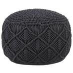 vidaXL Poef macramé handgemaakt 45x30 cm katoen antraciet, Verzenden, Nieuw