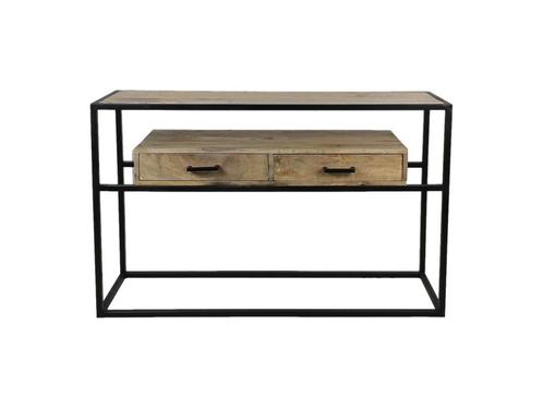 Console tafel Blackwell 2 lades - 120x35x75 - Naturel/zwart, Huis en Inrichting, Tafels | Sidetables, 100 tot 150 cm, 25 tot 50 cm