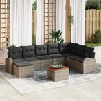 vidaXL Tuin Sofa Set 9 pcs Grijs, Verzenden, Nieuw, Rotan